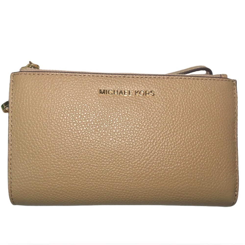 NWOT - MICHAEL Michael Kors Adele Double-Zip Wristlet in Camel